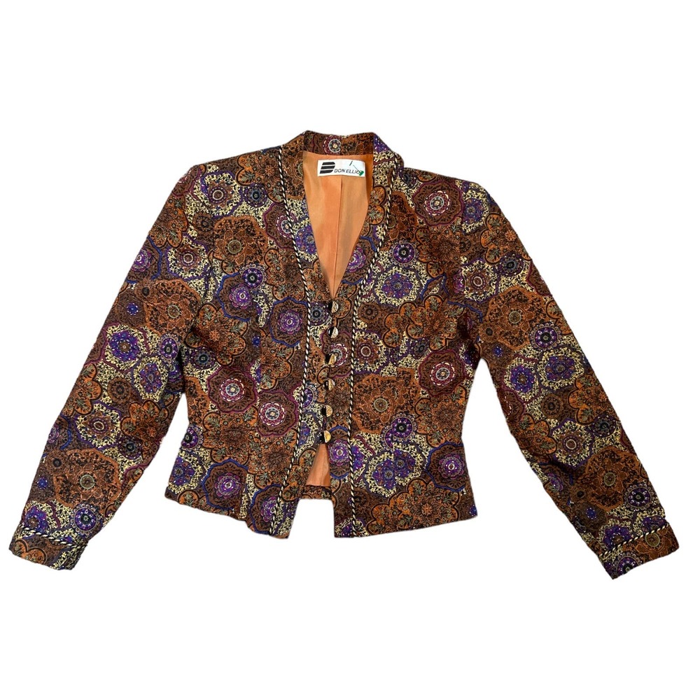 Vintage Don Elliot Skirt Suit Textured Trim and Buttons Size 8